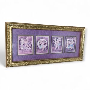 Vintage Home Interiors LOVE Cherub Angel 90s Framed Art with Gold Ornate Frame